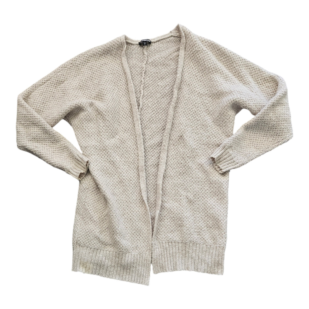 Express XS Beige Long Sleeve Knit Open Cardigan